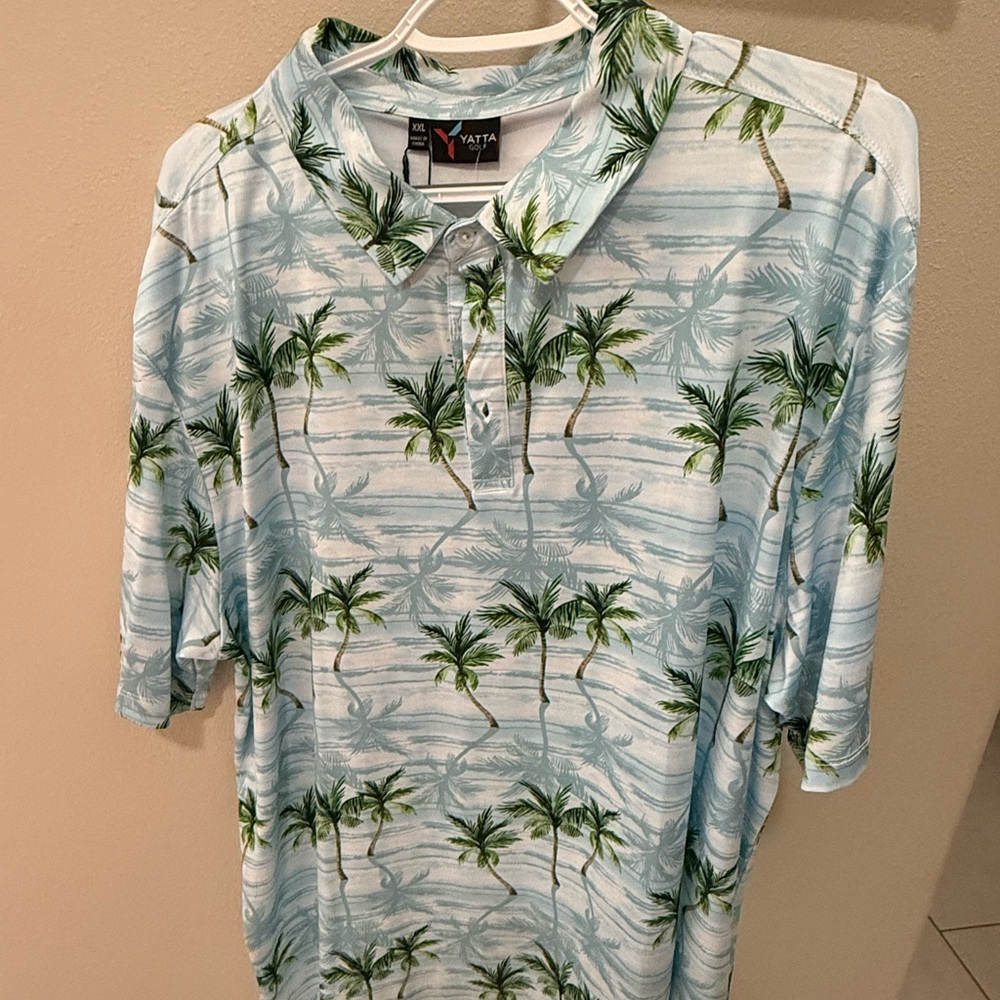 Men's Blue Palm Tree Shirt